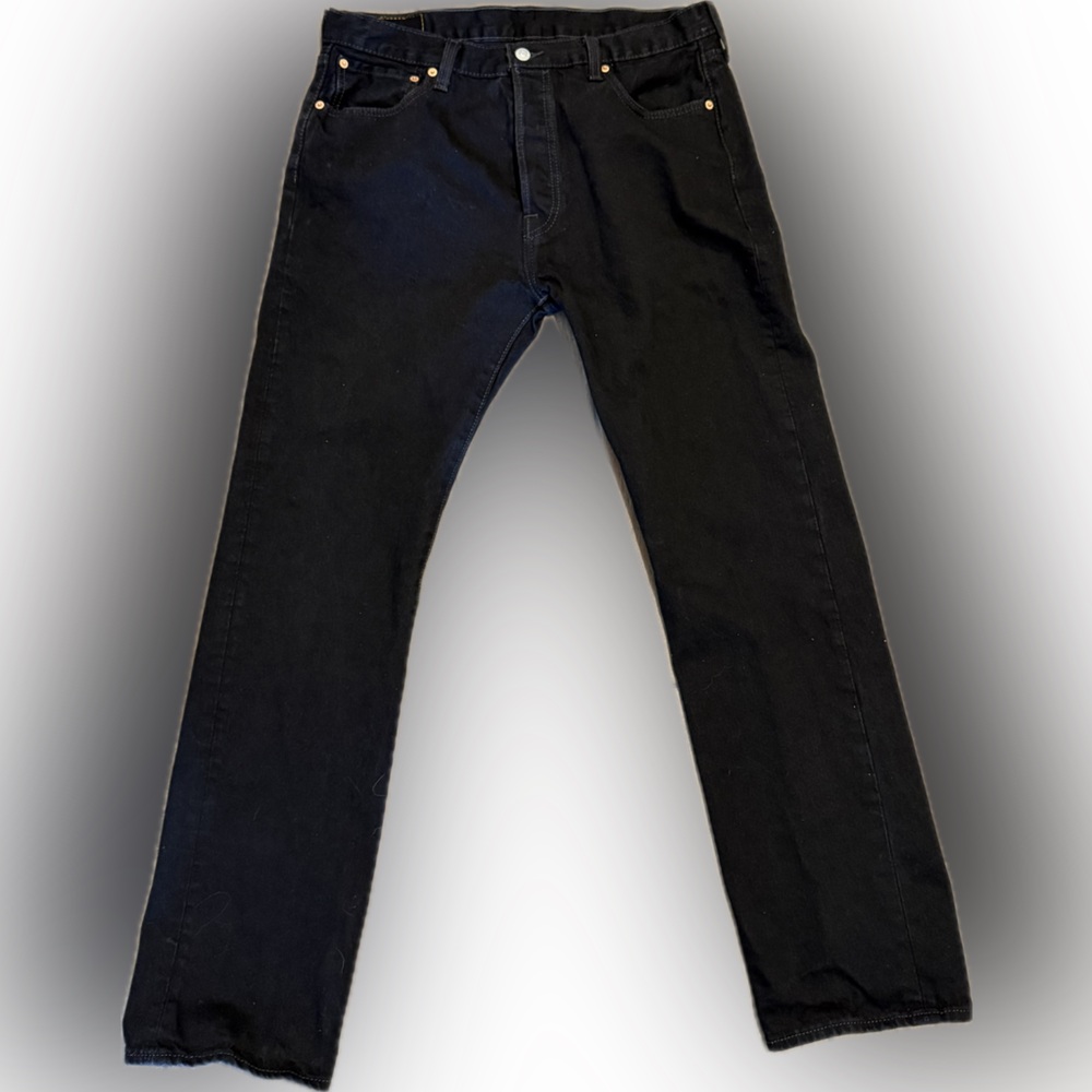 Levi’s 501 Jeans Mens 36x34 Black Button Fly Straight Leg Denim